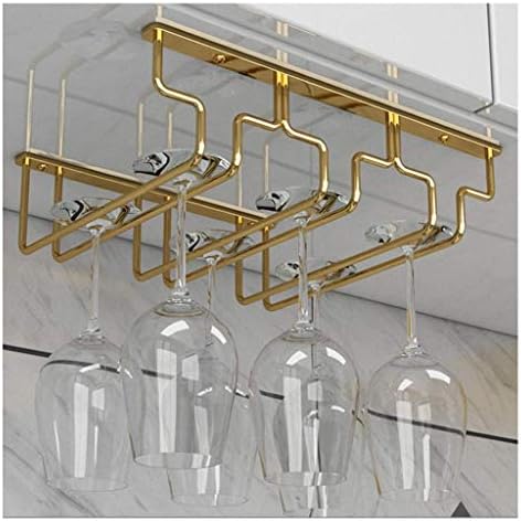 Stainless Steel Wine Glass Hanging Rack with 3 Slots in Gold