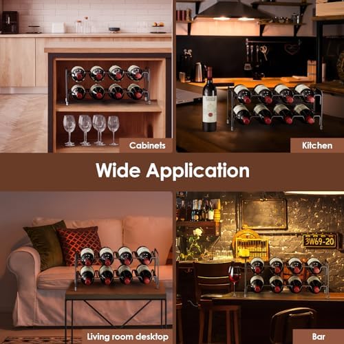 Nuovoware Double Wave Wine Rack 8 Bottle 2 Tier Black
