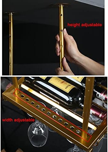 ULAINE Ceiling Metal Wine Rack with Height Adjustment - Gold 60cm