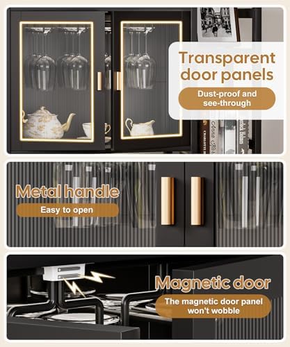 Cozivolife 4-Tier Freestanding Wine Cabinet Black