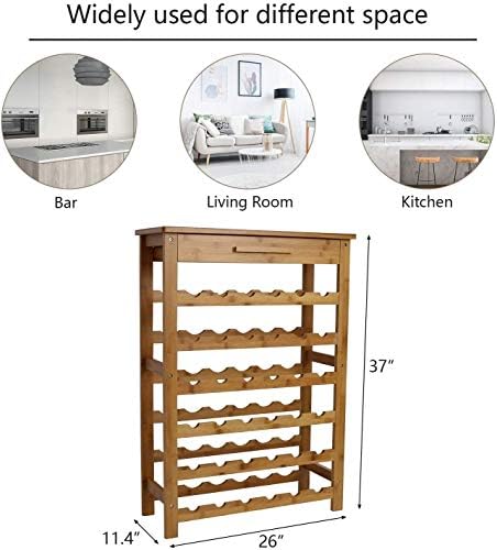 Kinlife Bamboo 6-Tier Wine Rack with Drawer