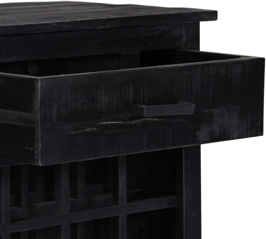 YAFF Black Wine Rack 22x138x295 Solid Mango Wood