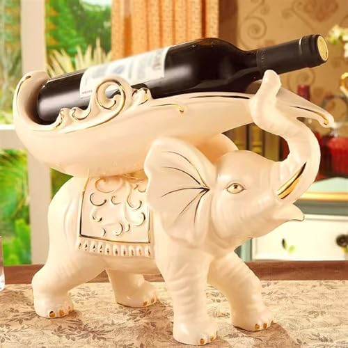 Stylish Tabletop Wine Rack with Gold Gilding Elephant Design