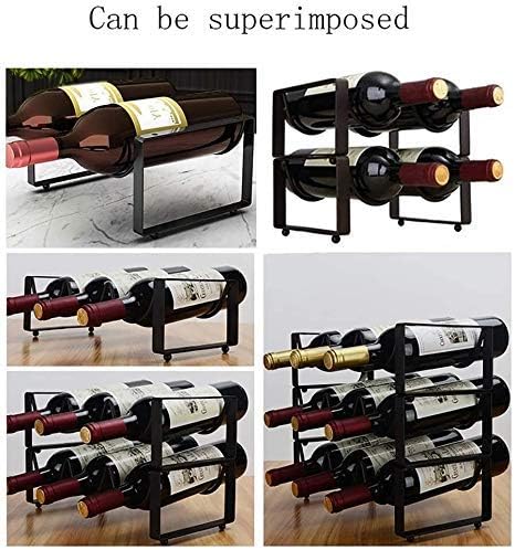 Sturdy Metal Stacked Wine Rack Black D 45x17x13cm