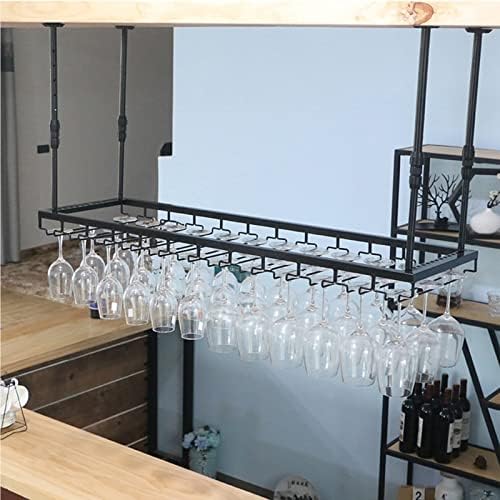 Suuim Ceiling Hanging Wine Shelf Black