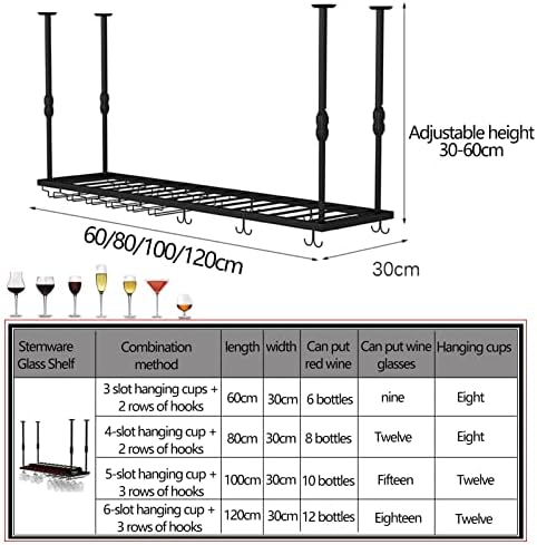 Suuim Adjustable Wine Glass Holder Metal Hanging Rack for Kitchen Bar Ceiling
