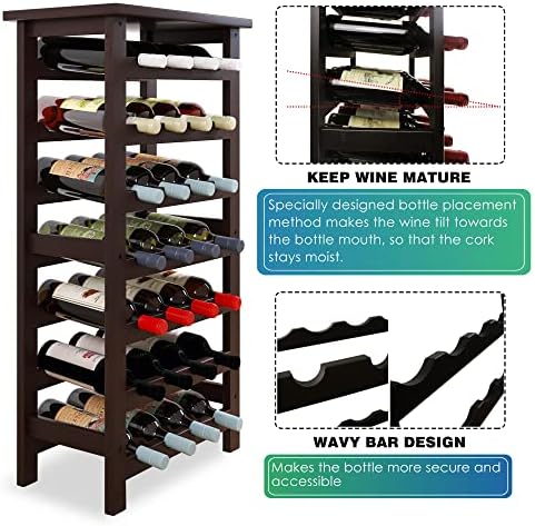 SMIBUY 28 Bottles 7-Tier Bamboo Wine Rack with Table Top