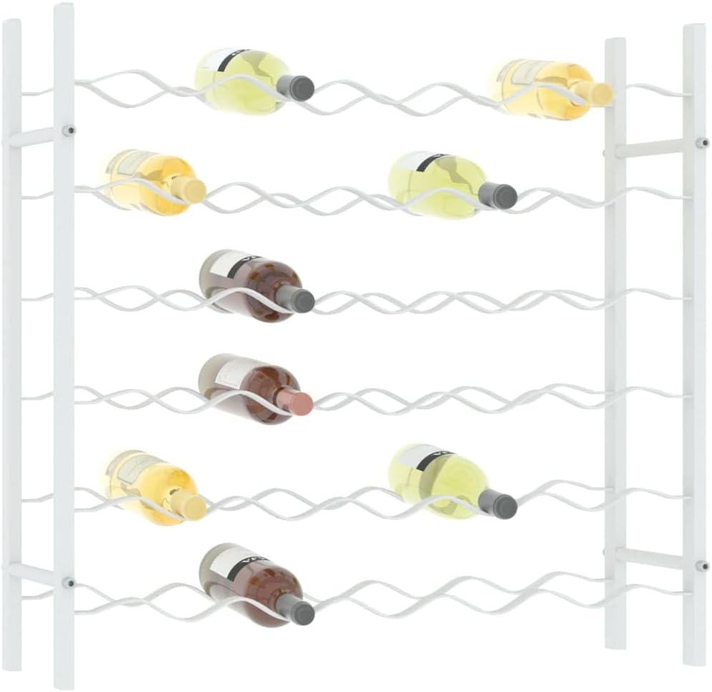 vidaXL White Metal Wine Rack for 36 Bottles