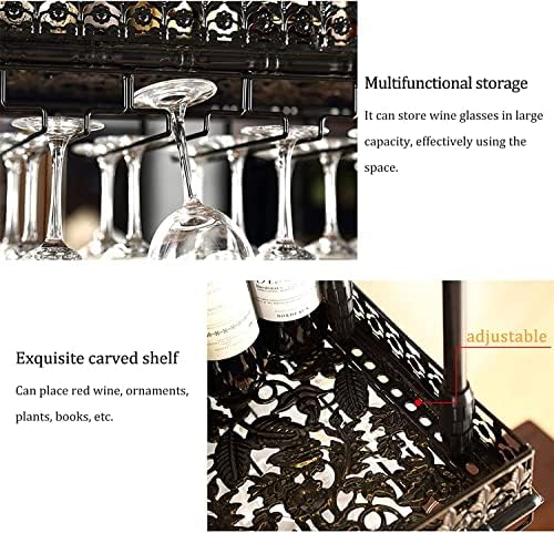 Wine Rack Ceiling Holder Black Metal Floating Wine Glass Storage Shelf