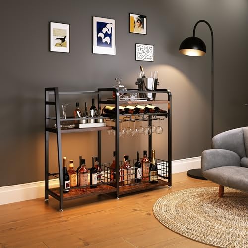 Modern Wine Rack with LED Lights 4 Rows