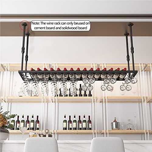 Suuim Adjustable Wine Glass Holder Metal Hanging Rack for Kitchen Bar Ceiling
