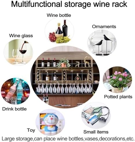 SDdPulse Ceiling Wine Rack with Adjustable Metal Bars