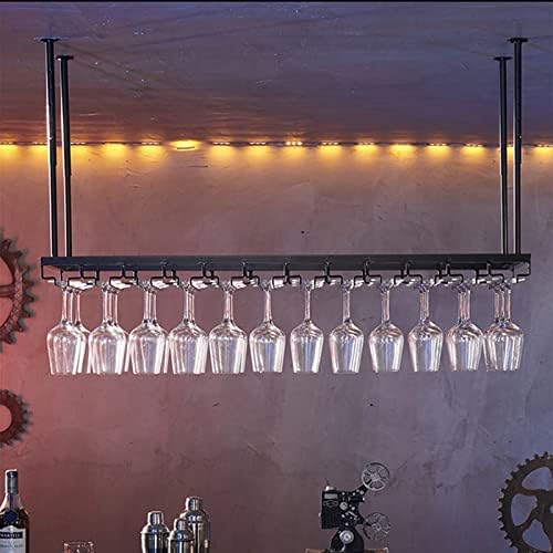 Suuim Ceiling Hanging Wine Rack Black Adjustable