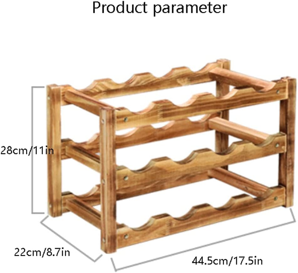 Three-Layer Premium Pine Wine Rack with Screw Reinforcement 12 Bottles