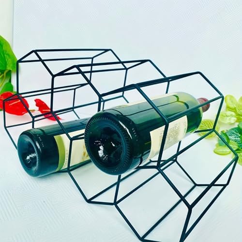Awakentti Freestanding Wine Rack 7 Bottles Black Glass 1