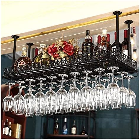 ALDEPO Wall-Mounted Wine Rack with Glass Holder Black Decor