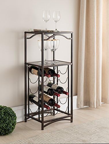 KB Designs - 15 Bottle Metal Wine Rack Stand with 2 Shelves