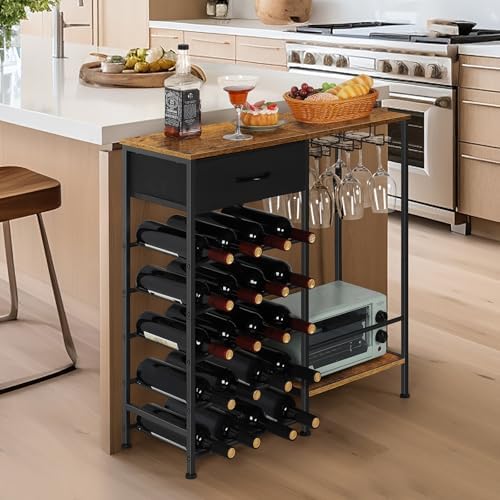 OYEAL 5 Tier Freestanding Wine Rack with Storage
