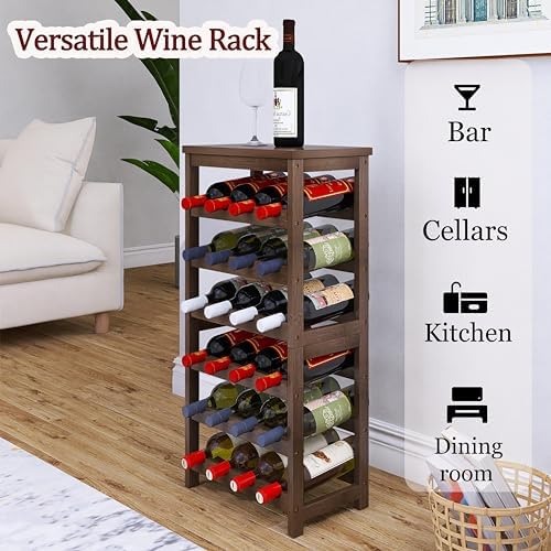 Stellstar 24-Bottle Bamboo Freestanding Wine Rack with Tabletop