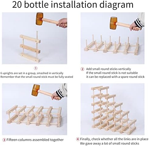 FDHUIJIA 20 Bottle Freestanding Wooden Wine Rack