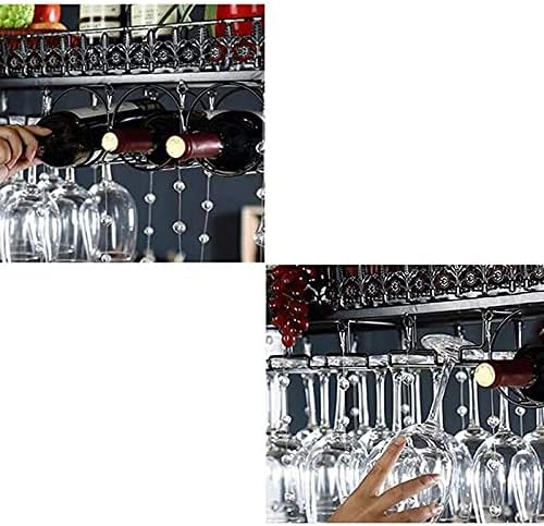 Wall Mounted Wine Rack with Crystal Pendant for Bars and Kitchens