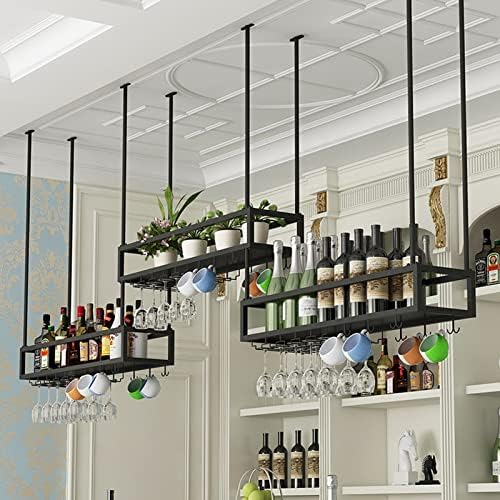 DASHADAO Hanging Wine Glass Rack - Black Stemware Holder