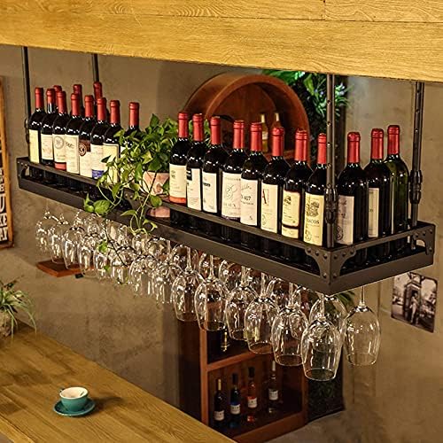 TOYOCC Metal Iron Wine Rack Ceiling Hanging Storage