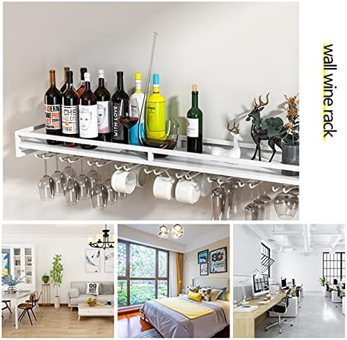 Suuim Wall-Mounted Wine Holder with Stemware and Bottle Racks White