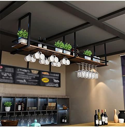 ZJDYDY Wall Mounted Wine Rack with Glass Holder
