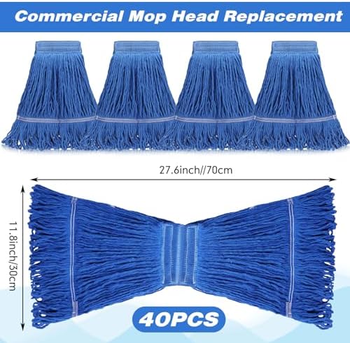 Nuogo 40 Pcs Heavy Duty Mop Head Refills Blue