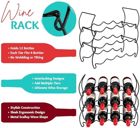 Sorbus 6-Tier Stackable Wine Rack Black 1