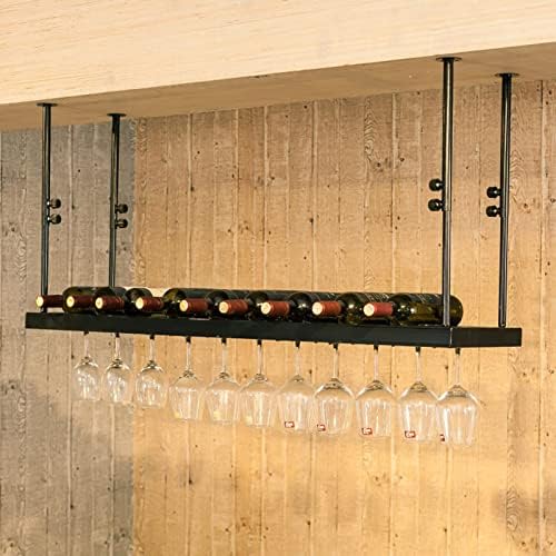 Suuim Ceiling Wine Racks Metal Adjustable Holder for Kitchen Bar
