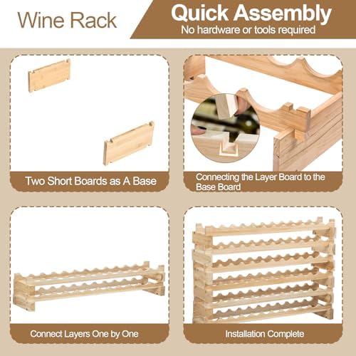 MJiot 24-Bottle Modular Bamboo Wine Rack