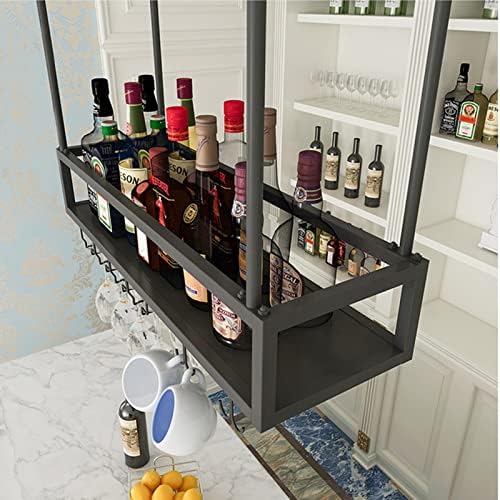 Suuim Adjustable Wine Glass Holder Black Iron Stemware Rack