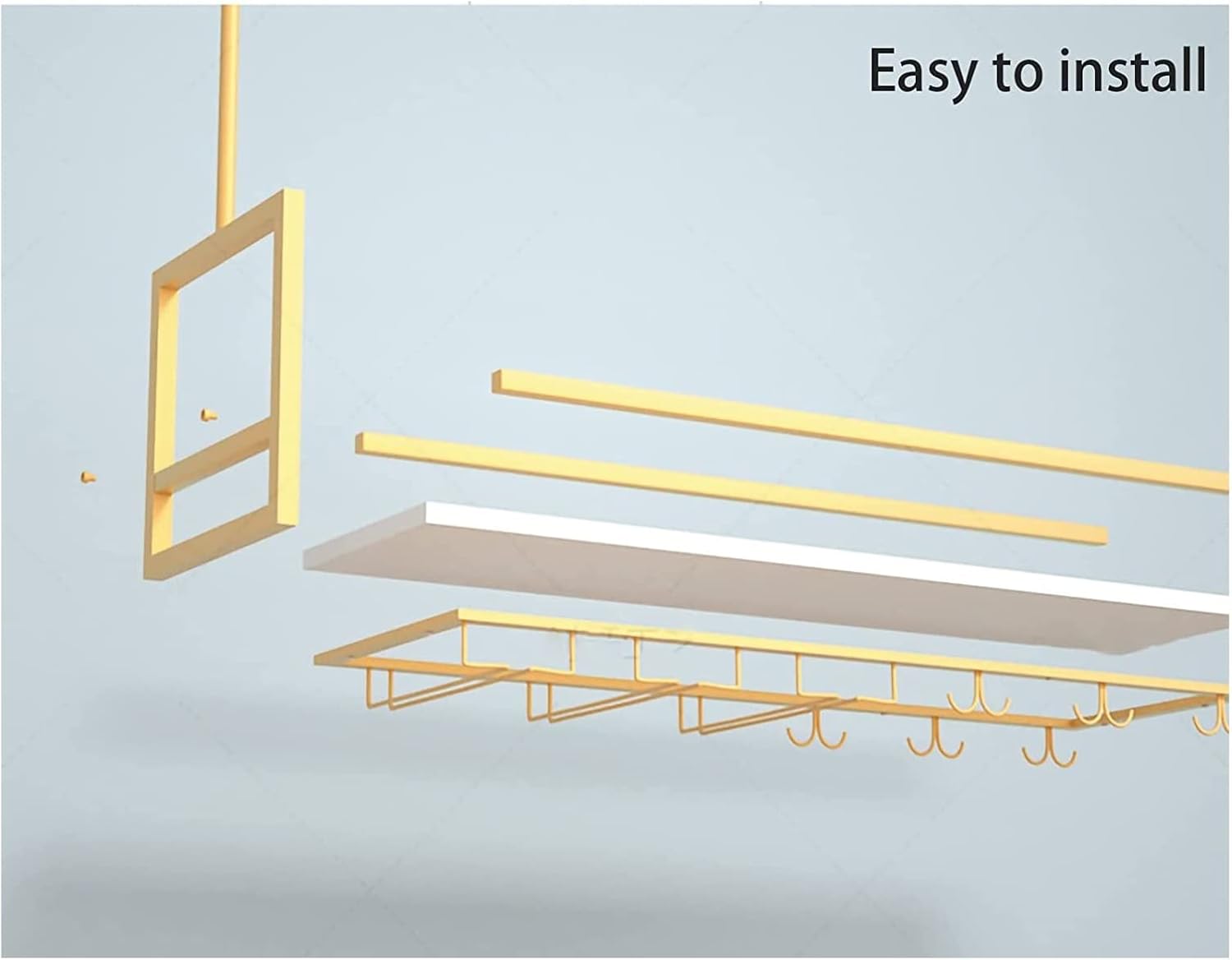 ALDEPO Wall-Mounted Wine Rack with Guardrail Industrial Design for Restaurant Kitchen