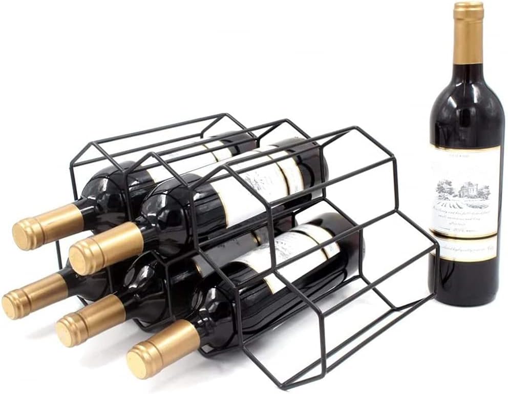 YRHH Geometric Brushed Metal Wine Rack