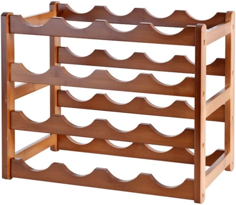 4 Tier Bamboo Freestanding Wine Rack for Home Bar