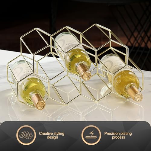 Drincarier 9 Bottle Countertop Wine Rack - Gold Metal 2 Tier