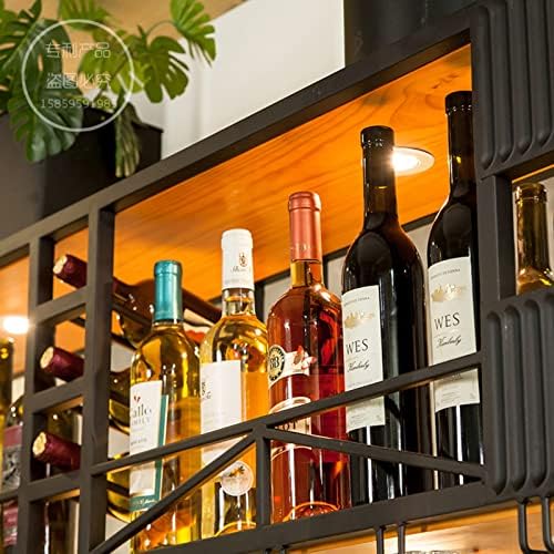 Ceiling Wine Rack with Wood and Iron Construction