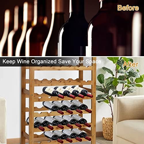 KINTNESS 36-Bottle Bamboo Wine Rack with Countertop