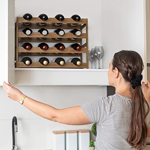 Ruichang 4-Tier Bamboo Wine Rack - 16 Bottle Capacity