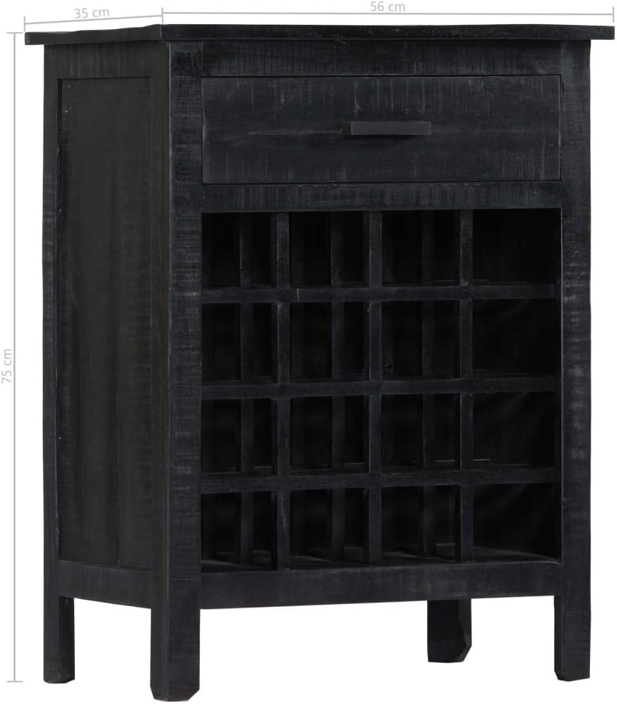 SKM Wine Rack Black 22x138x295 Solid Mango Wood 1