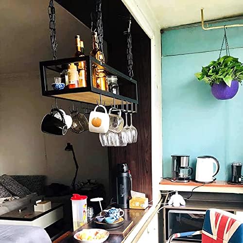 Adjustable Ceiling Wine Shelf with Glass Durable Metal Stand Wall-Mounted Organizer