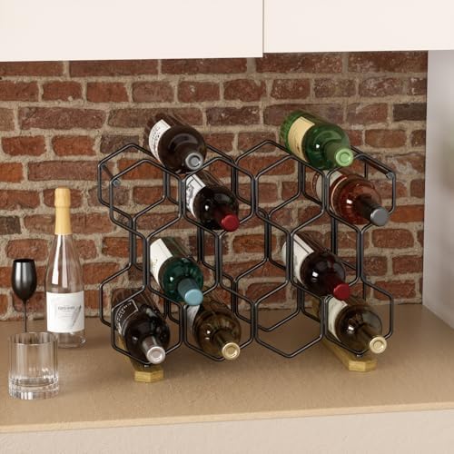 Buruis 14-Bottle Wine Rack with Acacia Base