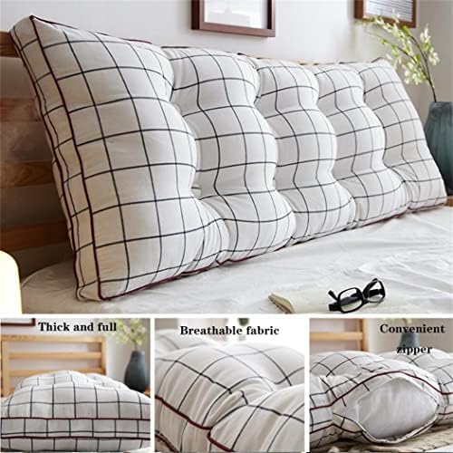 ZZYK Reading Bed Rest Pillows Plaid Fleece Support Cushion