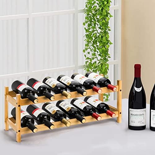 Nicunom 2-Tier Bamboo Wine Rack with 12 Bottles