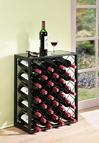 Mango Steam 32 Bottle Wine Rack with Black Glass Top 1