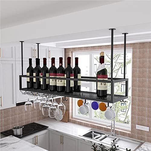Adjustable Wine Glass Holder with Ceiling and Cabinet Storage