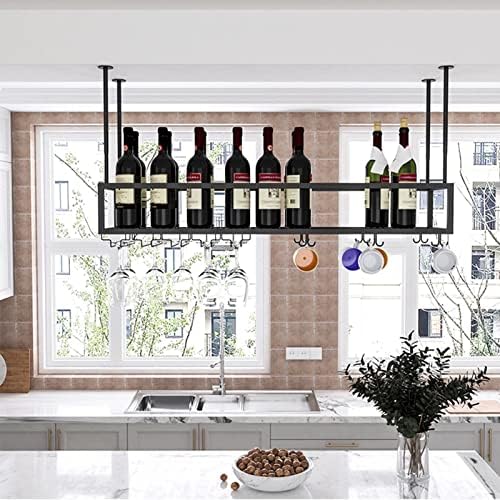 Adjustable Wine Glass Holder with Ceiling and Cabinet Storage