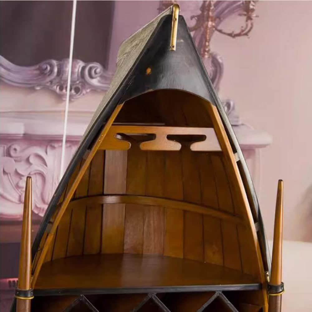 Etlegor Wooden Sailboat Wine Rack for 17 Bottles